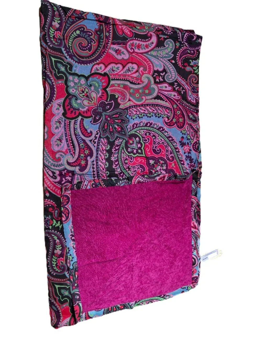 ZARA Beach Collection Paisley Border Beach Towel Fuchsia